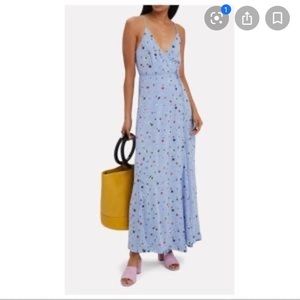 NWT GANNI Serenity Blue Strappy Maxi Dress 36